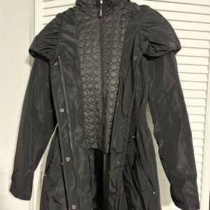 Chinese Laundry Black Quilted-Shell Trench Coat